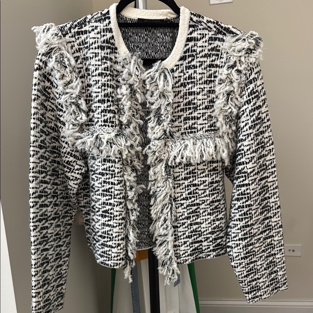 Chic Black and White Textured Jacket